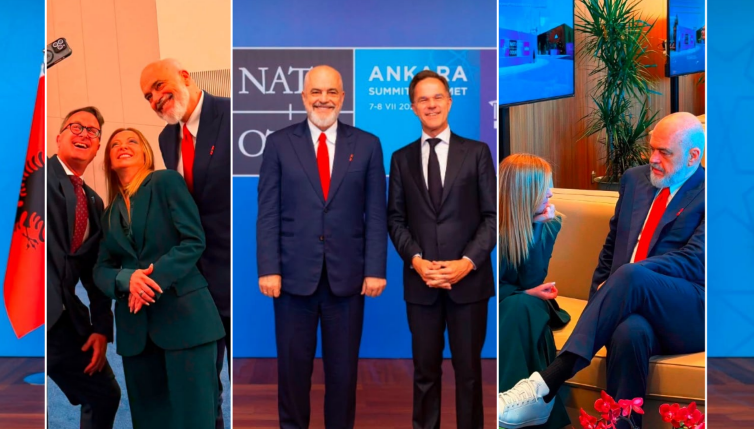 Edi Rama publikon fotografi nga Samiti i NATO’s në Ankara, i buzëqeshur krah Melonit