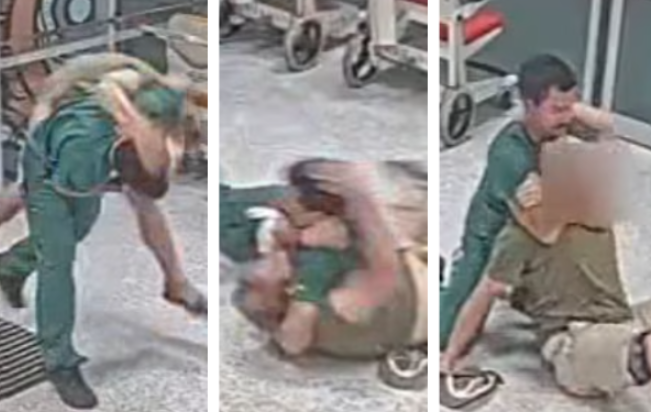 Top bloke: Jiu-jitsu infermieri e lidhi nyje pacientin e dehur dhe agresiv