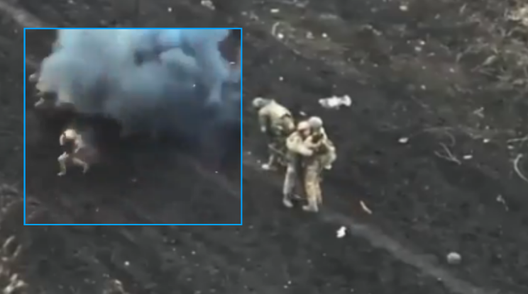 Ushtarët rusë festojnë e përqafohen se shpëtuan nga sulmi  por droni ukrainas i gjen sërish